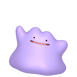 Ditto facing forward with its arms in the air, smiling.